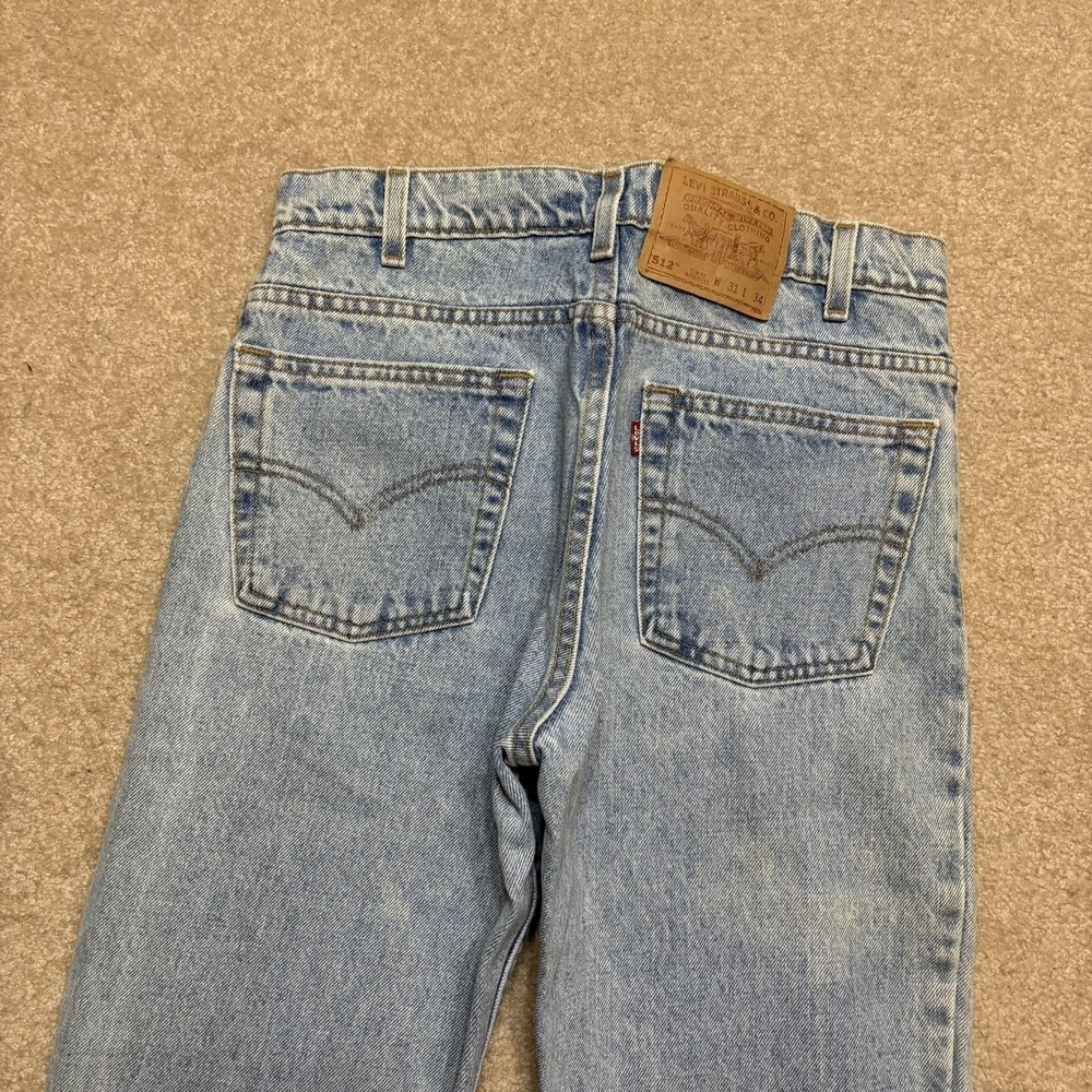 Vtg Levis 512 Jeans Mens‎ 29x33 Blue Slim Tapered Denim Pants Light Wash USA 90s - Picture 13 of 16